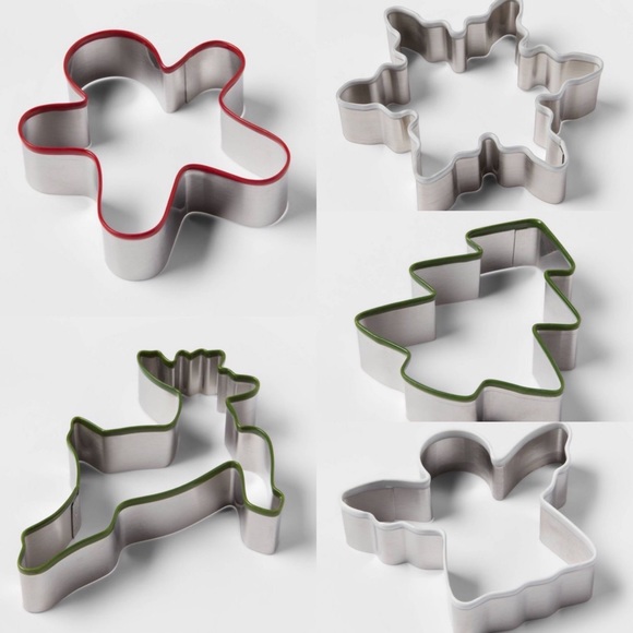 Stainless Steel Set of 5 Christmas cookie cutters nwt - Picture 1 of 1
